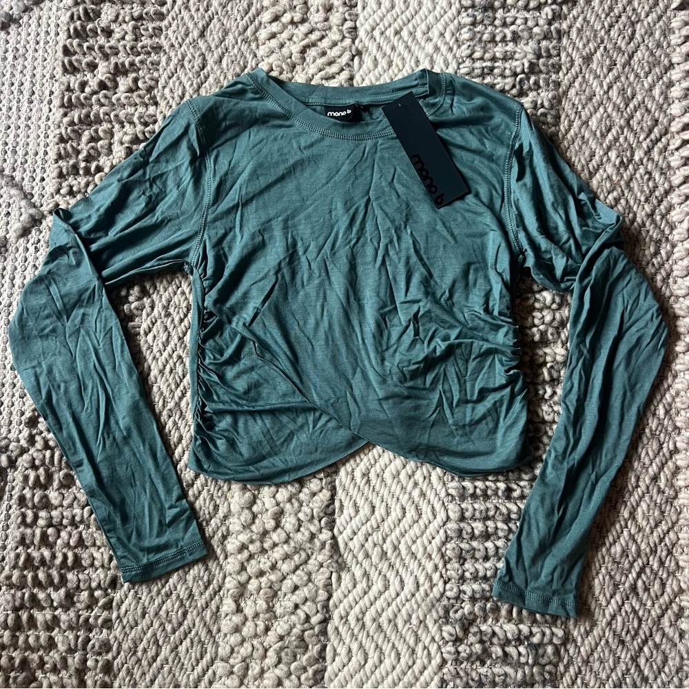 Mono B Teal Long Sleeve Women's Top NWT